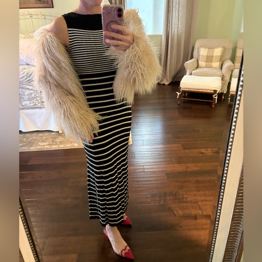 A New Day Black and White Striped Sweater Dress